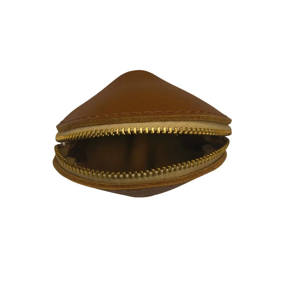 Portland Leather Goods Fortune Cookie Pouch Honey Brown Leather Zip NEW